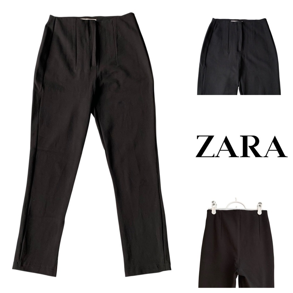 2/$10 MOVING SALE ZARA High-rise Black Knit Trousers X-small Slim Ankle Cropped